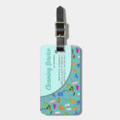 ティール（緑がかった色）グリーンミニマムハウスクリーニングサービス ラゲッジタグ (正面縦)