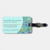 ティール（緑がかった色）グリーンミニマムハウスクリーニングサービス ラゲッジタグ (裏面横)