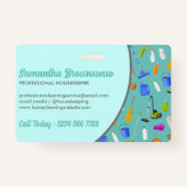 ティール（緑がかった色）グリーンミニマリストハウス清掃サービス バッジ (裏面)