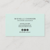 ティール(緑がかった色)グリーンモダンフローラカラフルフラワーショップ 名刺 (裏面)