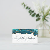 ティール（緑がかった色）グリーンモダン金ゴールドグリッターアゲートマーブル 名刺 (スタンド正面)