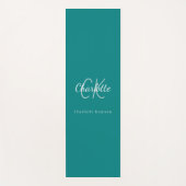 ティール（緑がかった色）グリーンモノグラムイニシャル名 ヨガマット (正面)