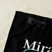 ティール（緑がかった色）グリーンモノグラム白黒水玉模様 ビーチタオル (インサイチュ)