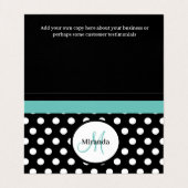 ティール（緑がかった色）グリーンモノグラム白黒水玉模様 名刺 (内部フラット)