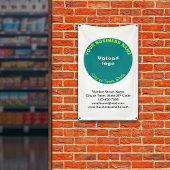 ティール(緑がかった色)グリーンラウンドビジネスブランドオンポートレート 横断幕