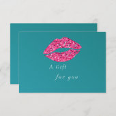 ティール(緑がかった色)グリーンリップ美しいサロンギフト券 (正面/裏面)