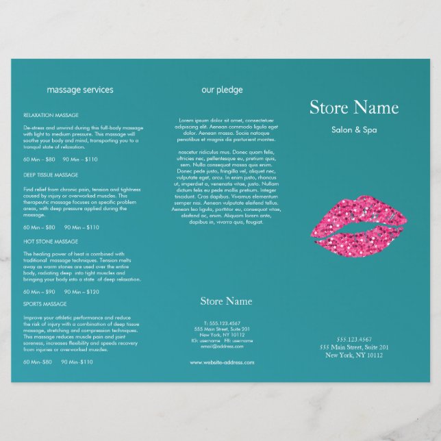 ティール（緑がかった色）グリーンリップ美しいサロントリフォールドブルチュール (正面)