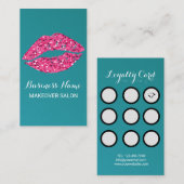 ティール（緑がかった色）グリーンリップ美しいサロン ロイヤリティカード (正面/裏面)