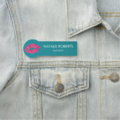 ティール（緑がかった色）グリーンリップ美しいサロン 名札 (インサイチュ)