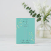 ティール（緑がかった色）グリーンリーフQRジュエリーヘアクリップ表示カード コーリングカード (スタンド正面)