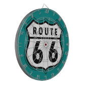 ティール(緑がかった色)グリーンルート66標識 ダーツボード (正面左)