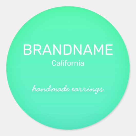 ティール(緑がかった色)グリーンレインボーカラーのグラデーションのパッケージラベル ラウンドシール (正面)