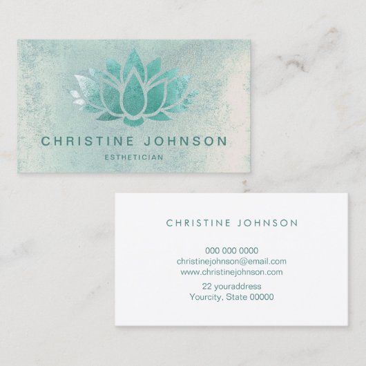 ティール(緑がかった色)グリーンロータスロゴ 名刺 (正面/裏面)