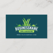 ティール（緑がかった色）&グリーンローン気に造園モーニングローンケア 名刺 (裏面)