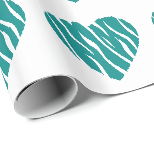 ティール(緑がかった色)グリーンワイルドハート ラッピングペーパー (ロールコーナー)