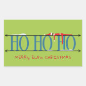 ティール（緑がかった色）&グリーン小妖精や小人シェナニガンクリスマス 長方形シール (正面)