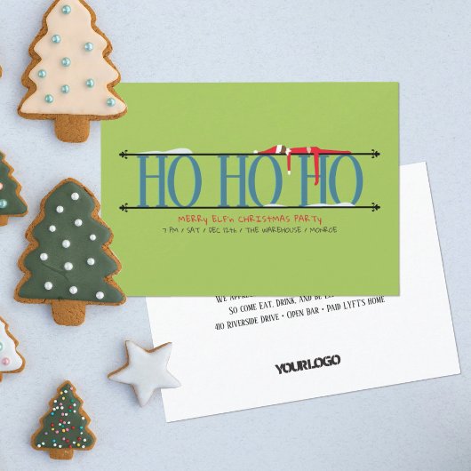 ティール(緑がかった色)&グリーン小妖精や小人シェナニガンスタッフクリスマスパーティー 招待状