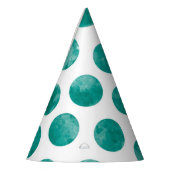ティール（緑がかった色）グリーン水玉模様パターン水色抽象芸術 パーティーハット (左)