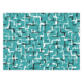 ティール（緑がかった色）グリーン白黒パタモダンーン テーブルクロス (正面(横))