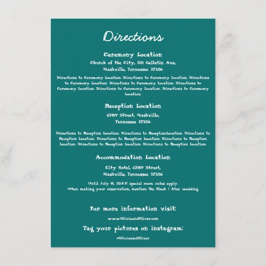 ティール(緑がかった色)グリーン絵を描(ばちゃばちゃ)跳ねる – 方向 エンクロージャーカード (裏面)