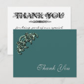 ティール(緑がかった色)グリーン装飾フォトサンキューカード ポストカード (正面/裏面)