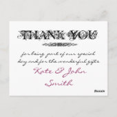 ティール(緑がかった色)グリーン装飾フォトサンキューカード ポストカード (裏面)