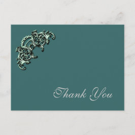 ティール（緑がかった色）グリーン装飾フォトサンキューカード ポストカード
