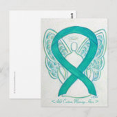 ティール(緑がかった色)グリーン認識度リボンエンジェルカスタムハガキ ポストカード (正面/裏面)