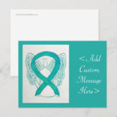 ティール(緑がかった色)グリーン認識度リボンエンジェルポストカード ポストカード (正面/裏面)