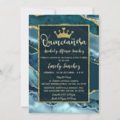ティール（緑がかった色）グリーン金ゴールドアゲスペインのートキンセアニラ写真 招待状 (正面)