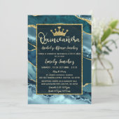 ティール（緑がかった色）グリーン金ゴールドアゲスペインのートキンセアニラ写真 招待状 (スタンド正面)