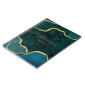 ティール(緑がかった色)グリーン金ゴールドグリッターゲート名 ノートブック (左側)