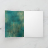 ティール（緑がかった色）グリーン金ゴールドグリッターシャインクリスマスツリー  カード (内部)