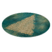 ティール(緑がかった色)グリーン金ゴールドグリッタースパークルクリスマスツリー カッティングボード (角)