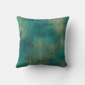 ティール(緑がかった色)グリーン金ゴールドグリッタースパークルクリスマスツリー クッション (裏面)