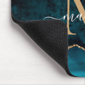 ティール（緑がかった色）グリーン金ゴールドスパークルアゲエードモノグラム マウスパッド (コーナー)