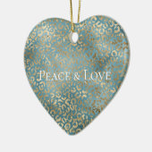 ティール（緑がかった色）グリーン金ゴールドヒョウ印刷 セラミックオーナメント (左)