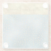 ティール（緑がかった色）グリーン金ゴールドルクセグラムグリッタードット   ガラスコースター (裏面)