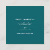 ティール(緑がかった色)グリーン金ゴールド水彩インク名刺 スクエア名刺 (裏面)