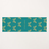 ティール（緑がかった色）グリーン金ゴールド蝶の名前 ヨガマット (正面(横))