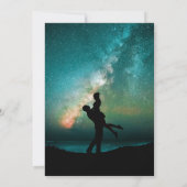 ティール(緑がかった色)グリーン銀河系ロマンティッ結婚クカップルズ 招待状 (裏面)