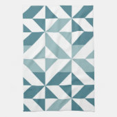 ティール（緑がかった色）グリーン2トーンジオメトリジグザグ キッチンタオル (縦)