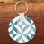 ティール(緑がかった色)グリーン2トーンジオメトリジグザグ キーホルダー (正面)