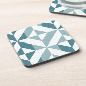 ティール（緑がかった色）グリーン2トーンジオメトリジグザグ コースター (左側)