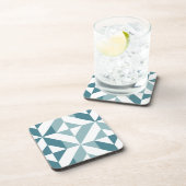 ティール（緑がかった色）グリーン2トーンジオメトリジグザグ コースター (右側)