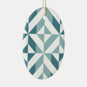 ティール（緑がかった色）グリーン2トーンジオメトリジグザグ セラミックオーナメント (右)