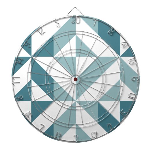 ティール（緑がかった色）グリーン2トーンジオメトリジグザグ ダーツボード (正面)
