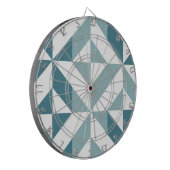 ティール（緑がかった色）グリーン2トーンジオメトリジグザグ ダーツボード (正面左)