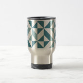ティール（緑がかった色）グリーン2トーンジオメトリジグザグ トラベルマグ (中央)