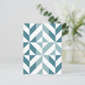 ティール（緑がかった色）グリーン2トーンジオメトリジグザグ ポストカード (スタンド正面)